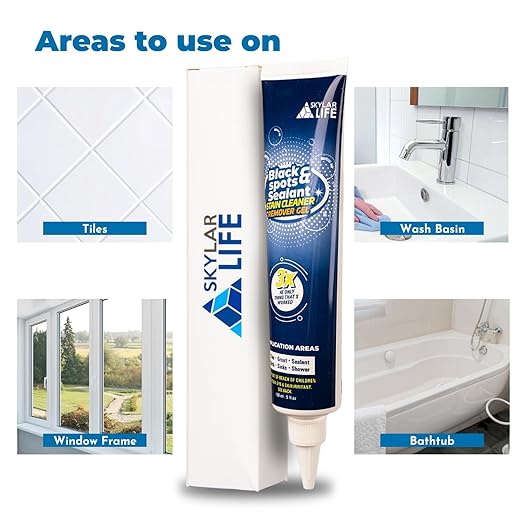 Skylarlife Home Tiles and Sealant, Rubber Stain Whitnener Gel Apply on Silicone Caulk for Bathroom, Kitchen, Joint Sealant, Rubber