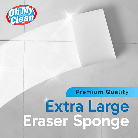 (40 Pack) Extra Large Eraser Sponge - Extra Thick, Long Lasting, Premium Melamine Sponges in Bulk - Multi Surface Power Scrubber Foam Cleaning Pads - Bathtub, Floor, Baseboard, Bathroom, Wall Cleaner