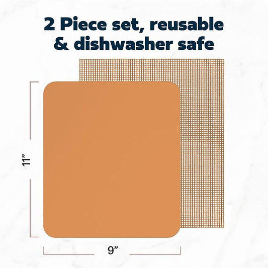 Cooks Innovations Toaster Oven Non Stick Liner & Crisper Set - Get Crispy Food Every Time - Easy Clean Up - Premium Crisping Sheet with Nonstick Oven Liner for Toaster Oven (9 x 11)