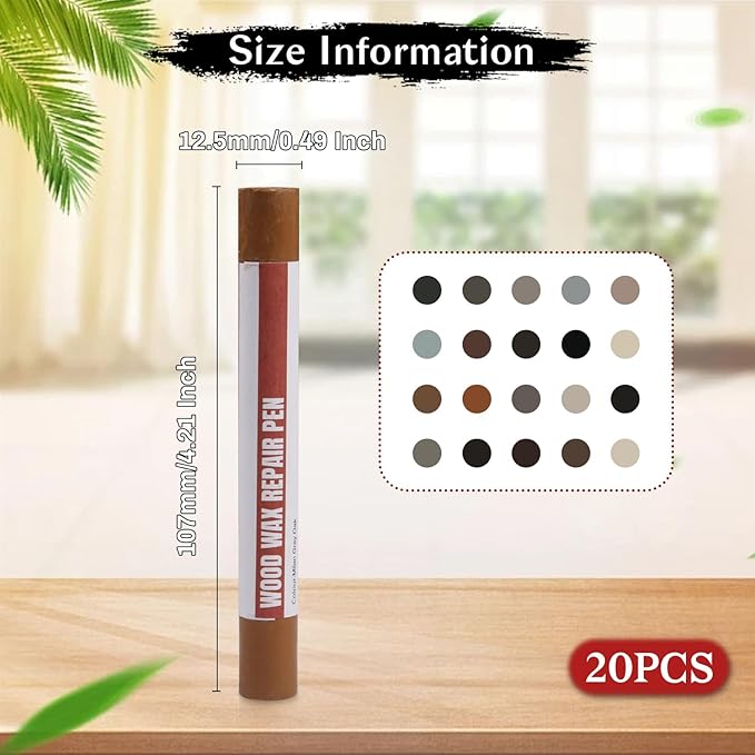 Wood Filler Sticks,20 Colors Wood Repair Wax Crayons,Wood Furniture Markers Touch up for Repairing Scratches, Dings, Cracks and Holes in Wood Floors, Cabinets, Cut Panels(Gray Series)