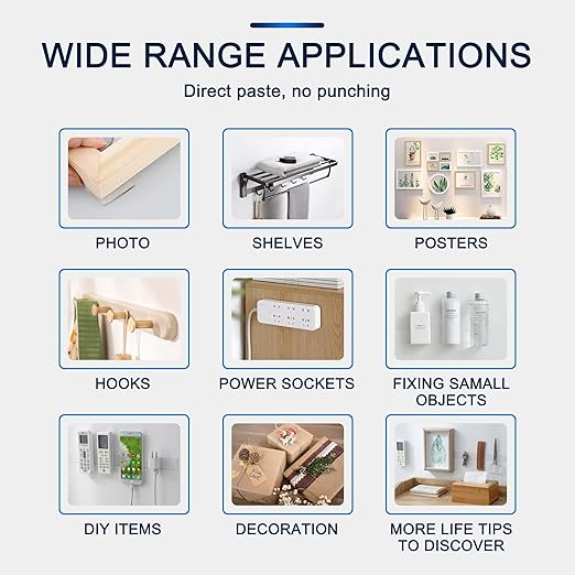 Double Sided Tape Heavy Duty (10FT) Mounting Tape Strong Adhesive Strips Sticky Nano Tape Multipurpose Removable Transparent Two Sided Poster Tape for Paste Items, Household