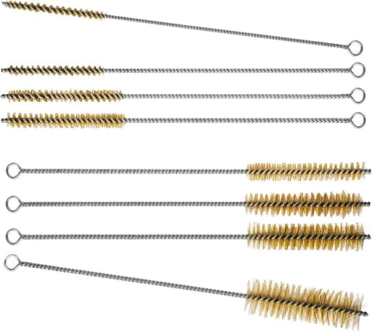 8Pcs Tube Cleaning Brush,Brass Stainless Steel Engine Cleaning Brushes,12 inch Long Round Wire Pipe Cleaner for Deep Pipes,Auto Parts, Engine Parts,8 Sizes