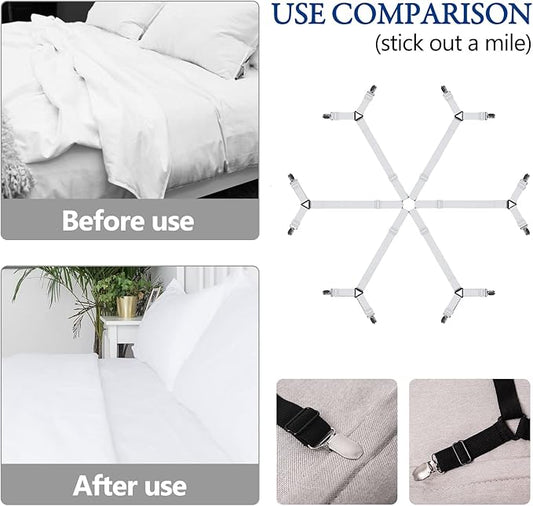 TGOOD Bed Sheet Holder Straps, Mattress Cover Clips to Hold Sheets in Place, Adjustable Bed Bands, Elastic Grippers,Fasteners,Keepers,Suspenders Fitted for Bedding,stayers, Bedsheet Tie Downs