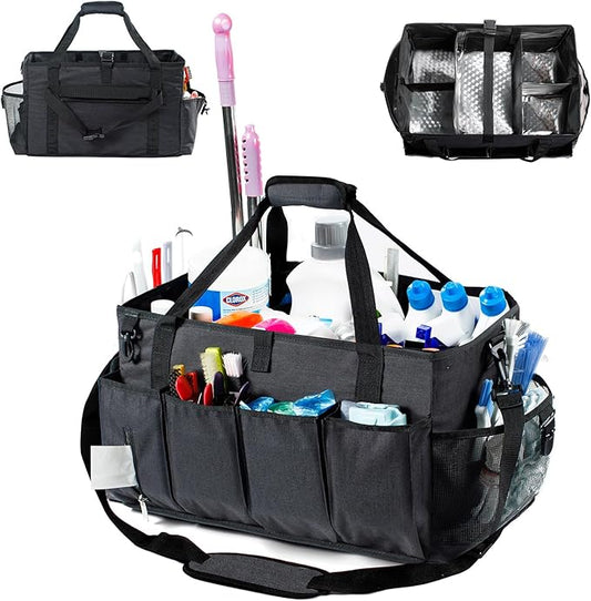 XL Professional Cleaning Caddy for Cleaning Suppliers, 17" Wearable Cleaing Bag for Housekeepers, Cleaning Organizer, Detailing Bag