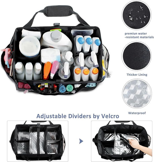 XL Professional Cleaning Caddy for Cleaning Suppliers, 17" Wearable Cleaing Bag for Housekeepers, Cleaning Organizer, Detailing Bag