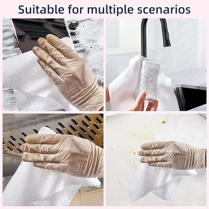 & PLUSH Microfiber Cleaning Cloth Roll - 70 Pack, Tear Away Microfiber Towels, 12" x 12", Reusable, Washable, Streak Free, Ultra Absorbent Dish Rags for Car, Home, Garage or Shop (Pink and White)