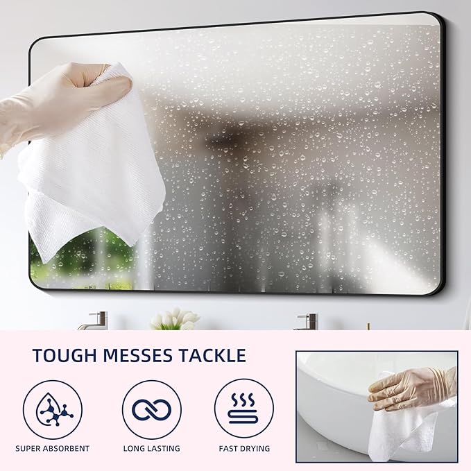 & PLUSH Microfiber Cleaning Cloth Roll - 50 Pack, Tear Away Microfiber Towels, 12" x 12", Reusable, Washable, Streak Free, Ultra Absorbent Dish Rags for Car, Home, Garage or Shop (White)