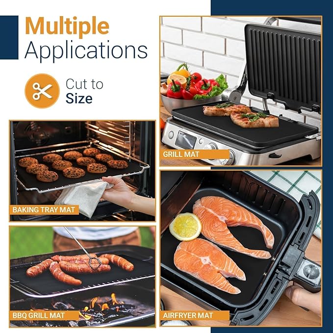 Oven Liners for Bottom of Oven - 2 Pack Large Heavy Duty Mats, 17”x25” Non-Stick Reusable Liner for Electric, Gas, Toaster Ovens, Grills - BPA & PFOA Free Kitchen Accessory to Keep Oven Clean (Black)