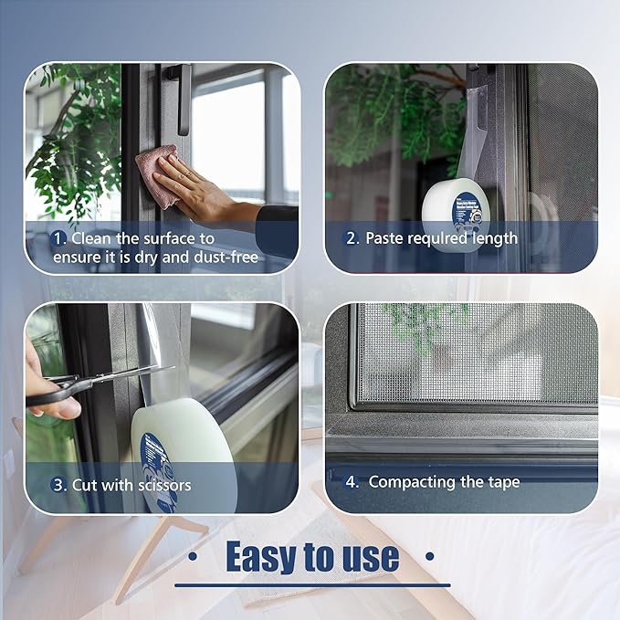 Heavy Duty Window Weather Sealing Tape - Transparent, 3 Inch Wide x 90 FT Long, Plastic, PEWST001