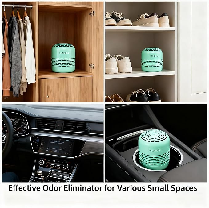 HOMIKE Refrigerator Deodorizer, Odor Eliminator,Last up to 10 Years for Car,Closet,Shoes Cabinet,Fridge and Freezer,Outperforms Baking Soda and Activated Carbon (Green)