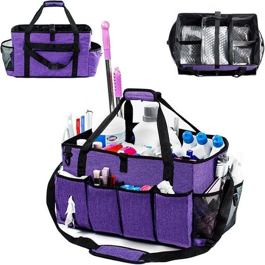 XL Professional Cleaning Caddy for Cleaning Suppliers, 17" Wearable Cleaing Bag for Housekeepers, Cleaning Organizer, Detailing Bag