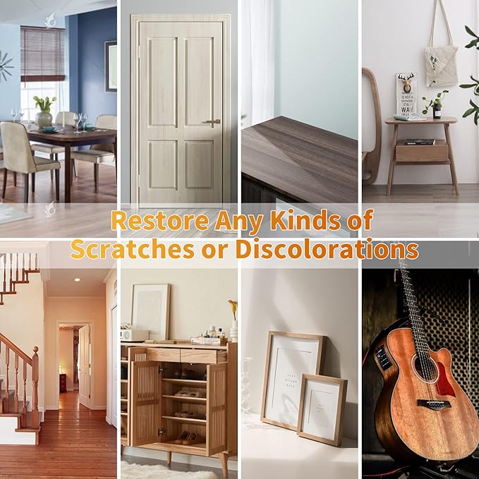 Wood Floor Scratch Repair - Set of 39 - Hardwood Floor Repair Kit Wood Filler Putty, Wood Markers Furniture Repair Kit Touch Up Pens for Scratch Stain Hole, Restore Laminate Vinyl Veneer Cabinet