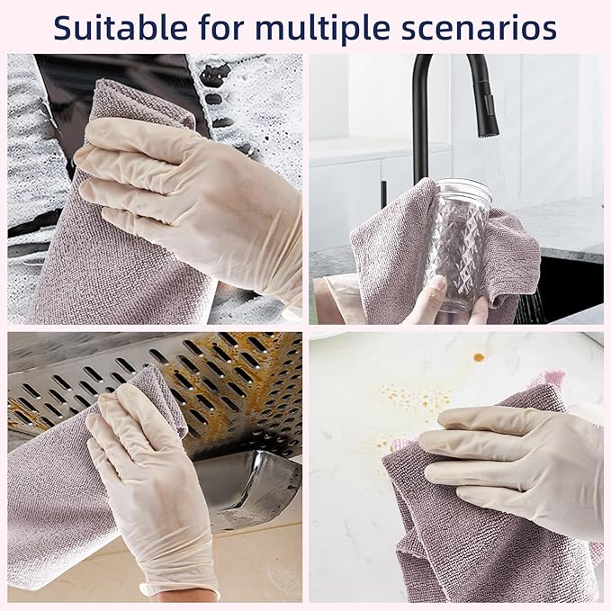 & PLUSH Microfiber Cleaning Cloth Roll - 70 Pack, Tear Away Microfiber Towels, 12" x 12", Reusable, Washable, Streak Free, Ultra Absorbent Dish Rags for Car, Home, Garage or Shop (Grey and Pink)