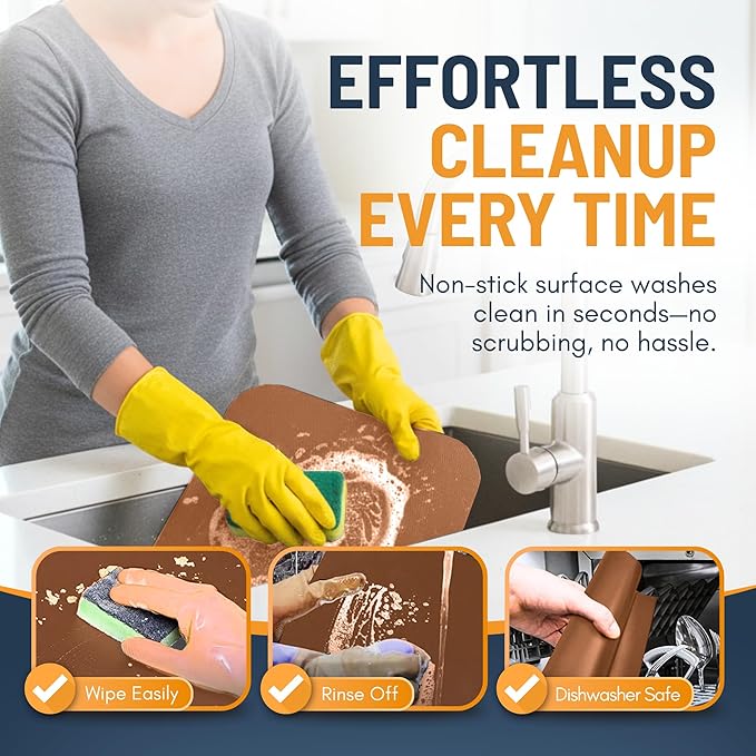 Toaster Oven Liners for Bottom of Oven (2 Pack) Reusable Non-Stick Heat Resistant Toaster Liners, Compatible with Ninja, Cuisinart, Emeril Lagasse & More, Toaster Mat, 12"x12" (Copper)