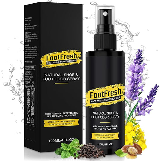 Shoe Deodorizer - Natural Shoe Deodorizer and Foot Spray for Tough Odors, 24-Hour Freshness Foot Odor Eliminator for Feet Designed for Hard Working Feet