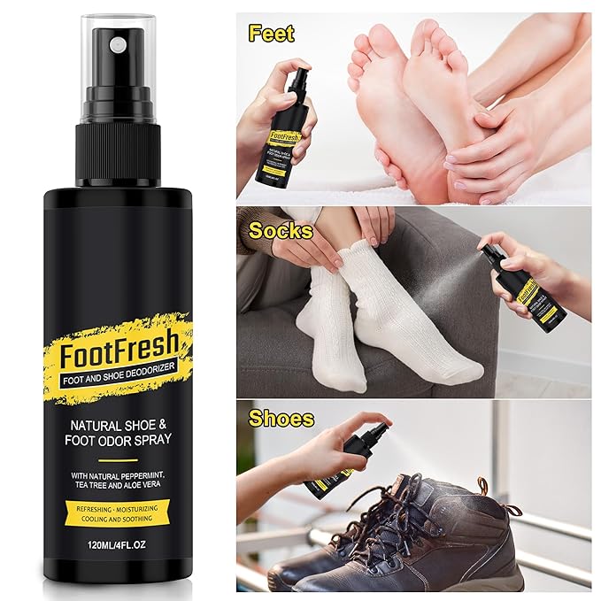 Shoe Deodorizer - Natural Shoe Deodorizer and Foot Spray for Tough Odors, 24-Hour Freshness Foot Odor Eliminator for Feet Designed for Hard Working Feet