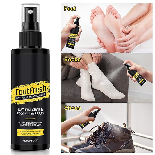 Shoe Deodorizer - Natural Shoe Deodorizer and Foot Spray for Tough Odors, 24-Hour Freshness Foot Odor Eliminator for Feet Designed for Hard Working Feet