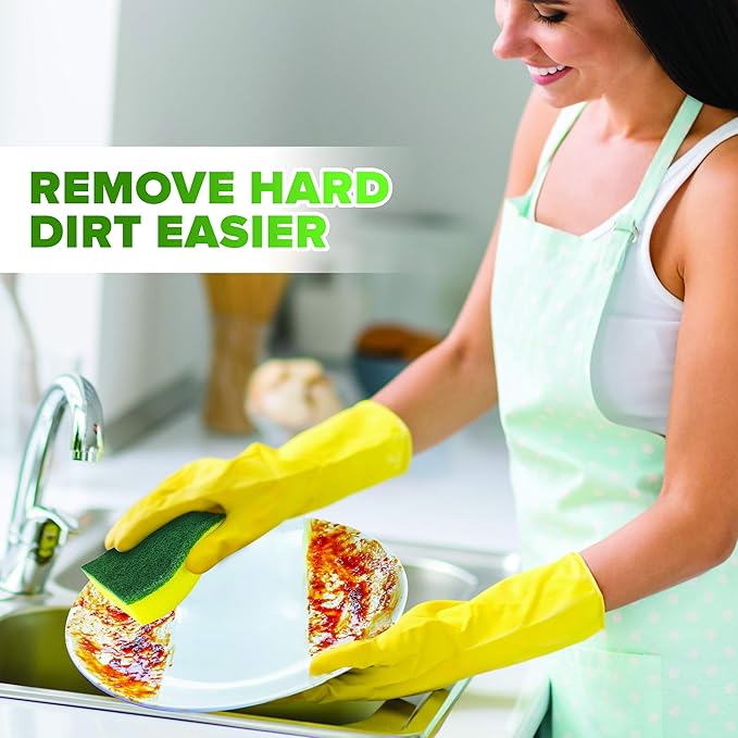 (6 Pack) Heavy Duty Scrub Sponges by SCRUBIT – Kitchen Dish, Sink and Bathroom Cleaning Scrubber Sponge - with Non-Smell Scouring Pad