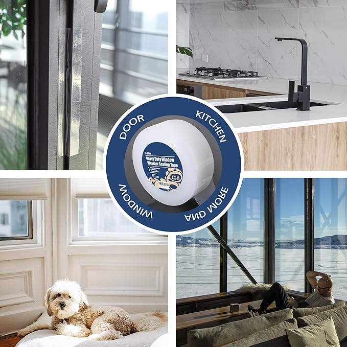 Heavy Duty Window Weather Sealing Tape - Transparent, 3 Inch Wide x 90 FT Long, Plastic, PEWST001