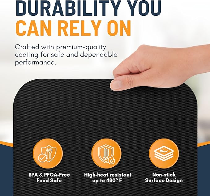 Toaster Oven Liners for Bottom of Oven (4 Pack) Reusable Non-Stick Heat Resistant Toaster Liners, Compatible with Ninja, Cuisinart, Emeril Lagasse & More, Toaster Mat, 12"x12" (Black)