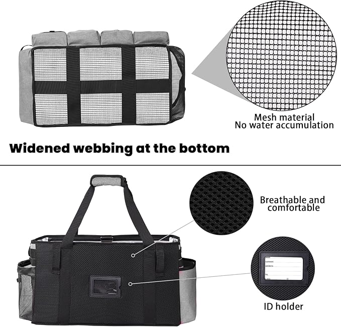Extra large Cleaning Caddy Bag Built-in Sturdy Support Board, Cleaning Organizer with Detachable Divider, Cleaning Supply Tote with Adjustable Shoulder Strap (Grey, 19'' x 11'' x 11'')