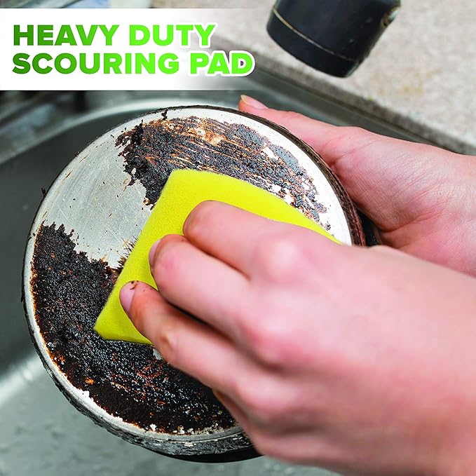 (6 Pack) Heavy Duty Scrub Sponges by SCRUBIT – Kitchen Dish, Sink and Bathroom Cleaning Scrubber Sponge - with Non-Smell Scouring Pad